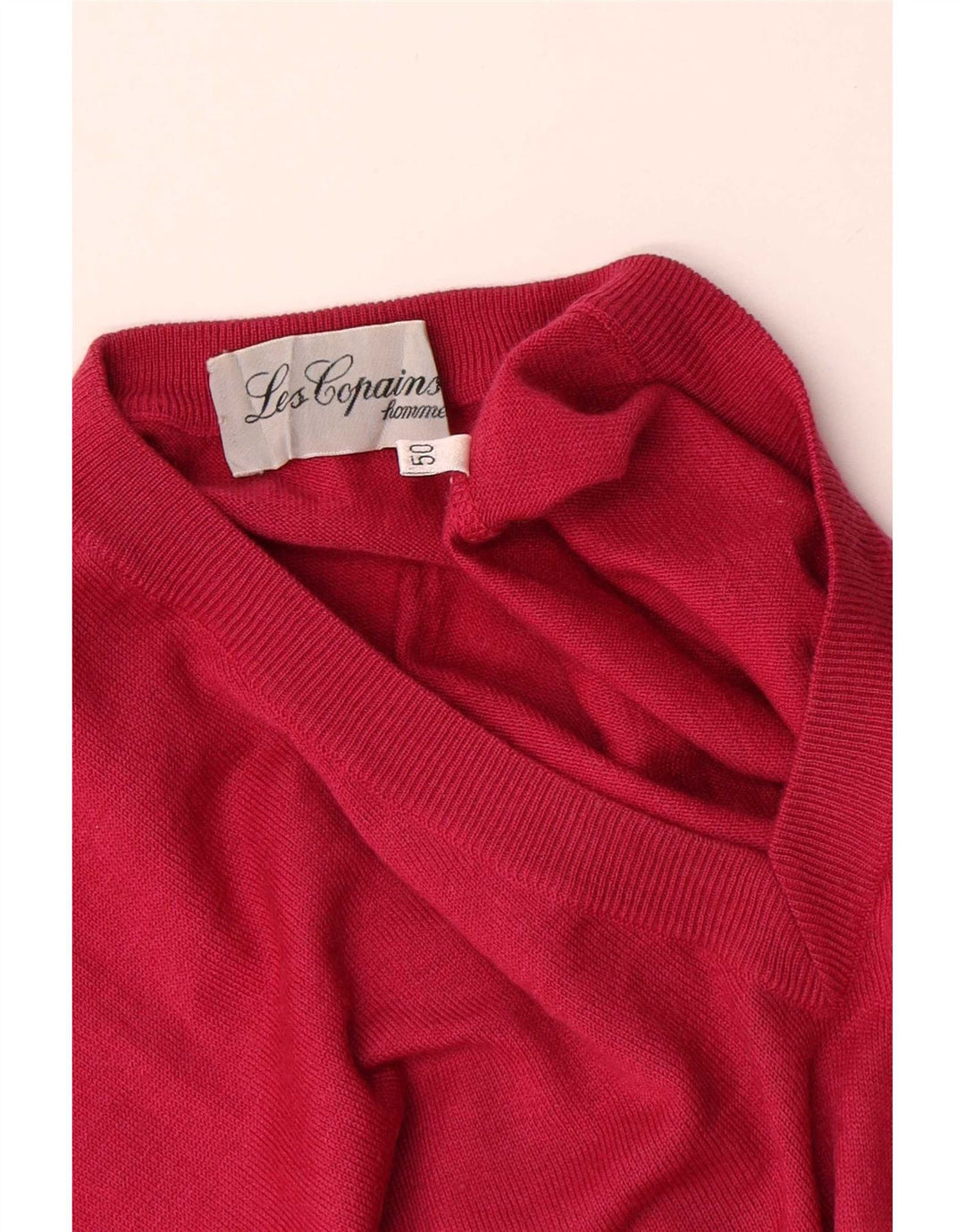 Maglione da uomo con scollo a V Les Copains IT 50 rosso medio