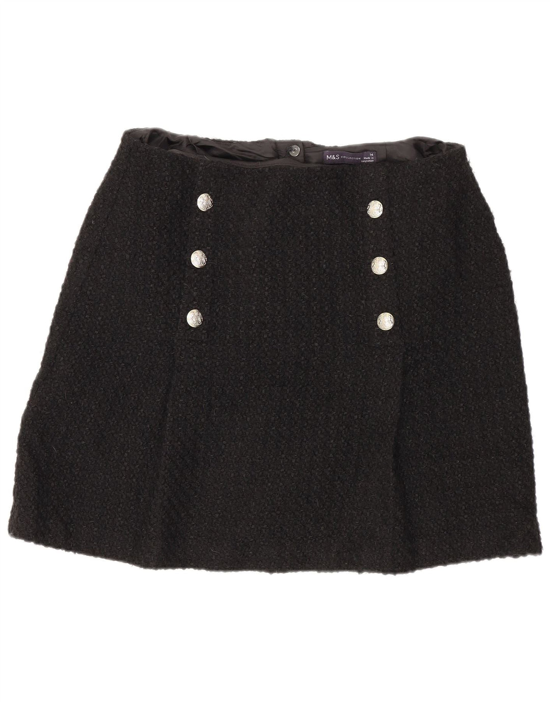 Minigonna da donna Marks & Spencer UK 14 media W32 acrilico nero