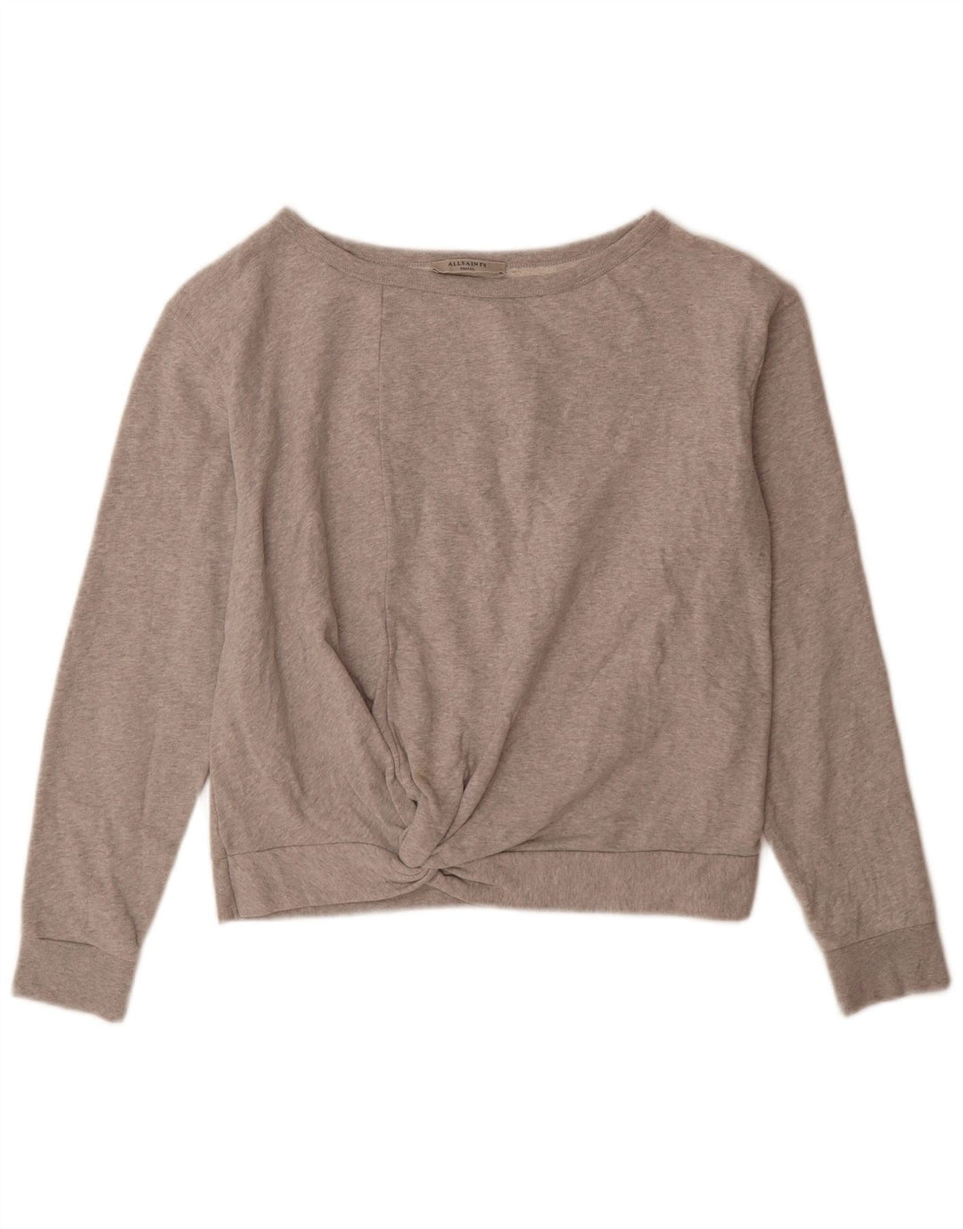 Felpa oversize da donna di All Saints, maglione UK 10, piccolo cotone grigio