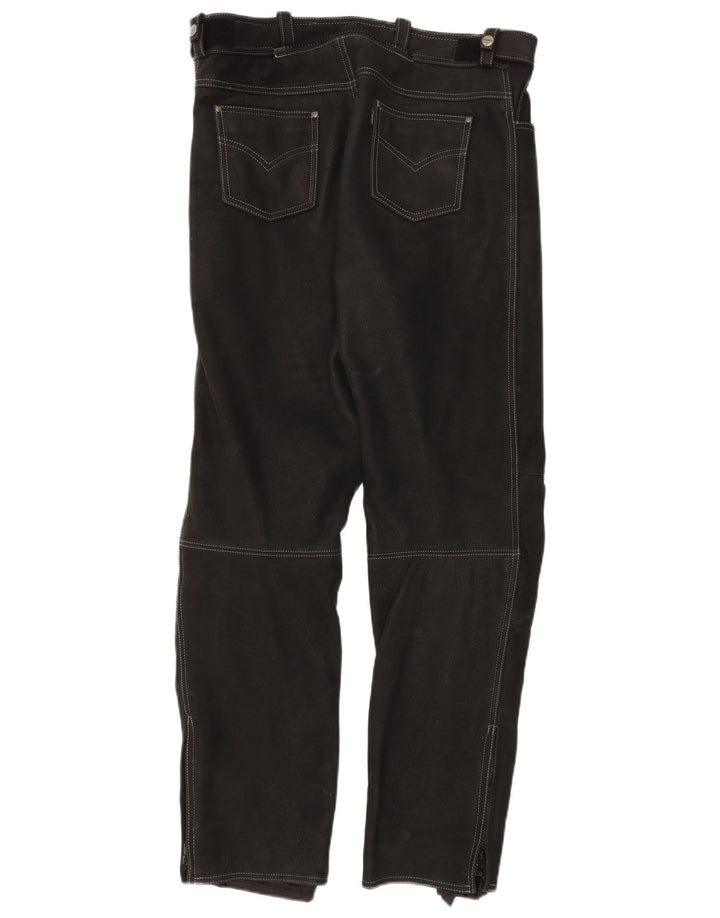 Pantaloni Moto Racer in pelle da uomo POLO IT 54 XL W38 L33 Nero