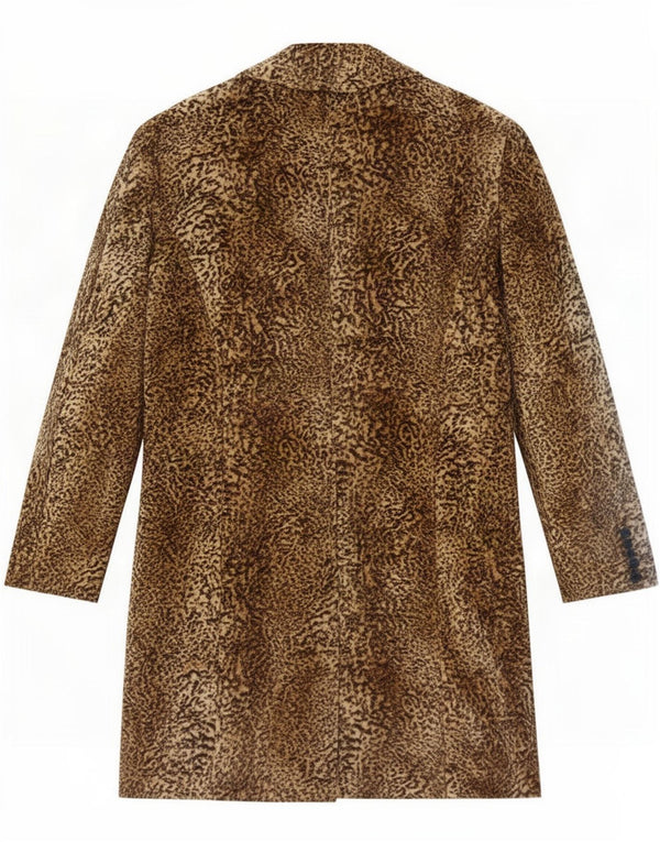 Cappotto vintage da donna in pelliccia sintetica UK 10 piccolo poliestere con stampa animalier marrone