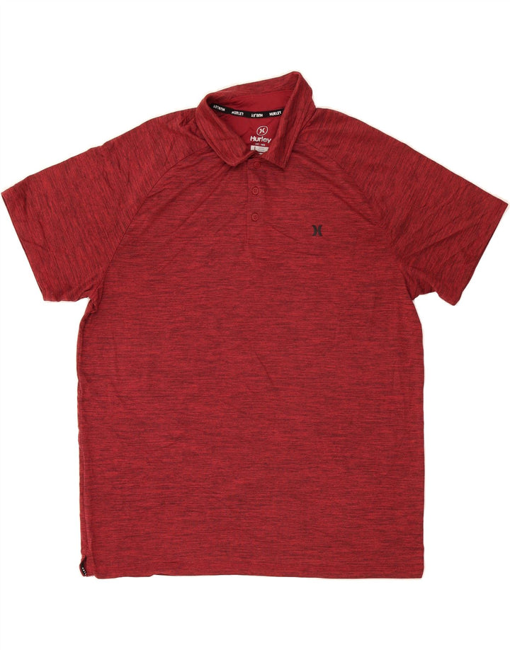 HURLEY Mens Polo Shirt Large Red Flecked Polyester Vintage Hurley and Second-Hand Hurley from Messina Hembry 