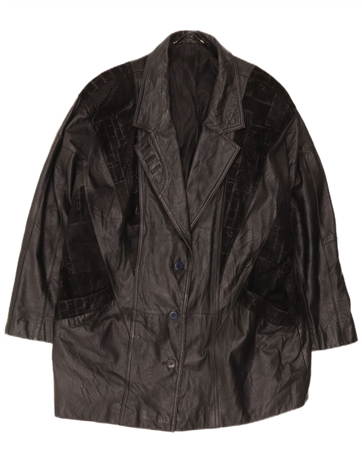Canda Mens Oversized Leather Coat UK 18 XL Black