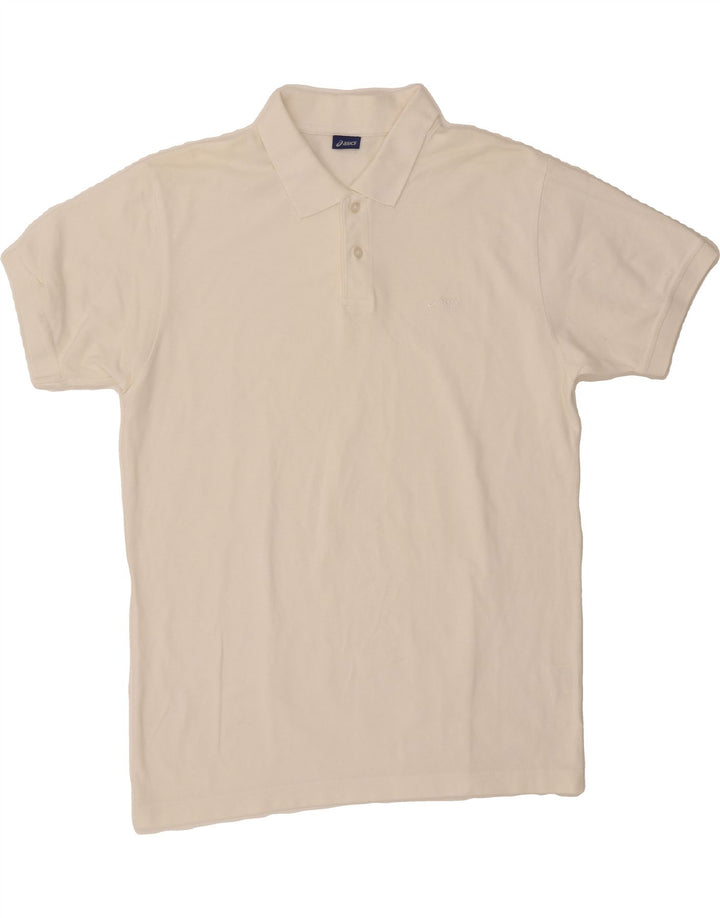 ASICS Mens Polo Shirt XL White Cotton Vintage Asics and Second-Hand Asics from Messina Hembry 
