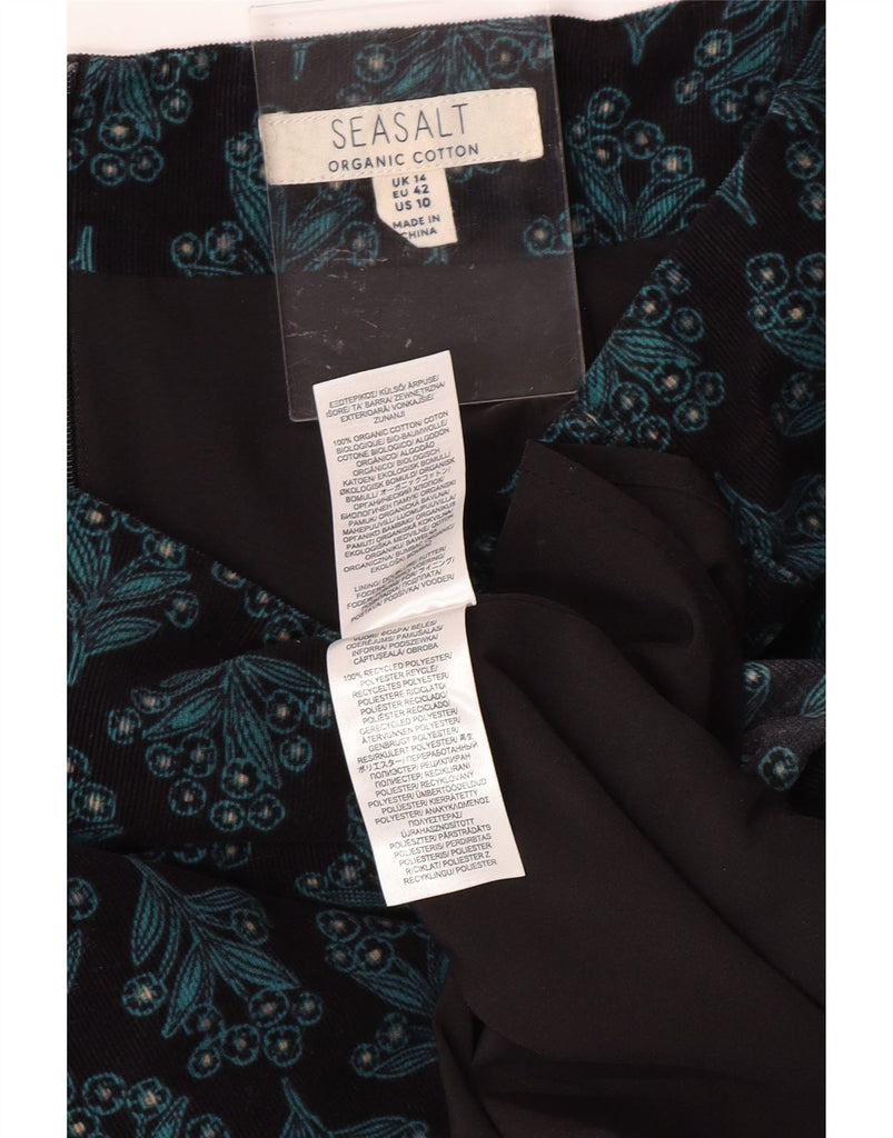 SEASALT Womens A-Line Skirt UK 14 Large W32  Black Floral Cotton Vintage Seasalt and Second-Hand Seasalt from Messina Hembry 