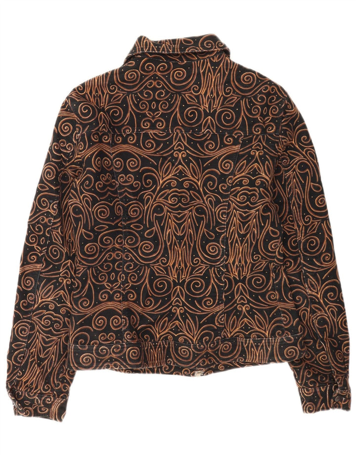 Giacca utilitaria vintage da donna UK 14 media nera Paisley
