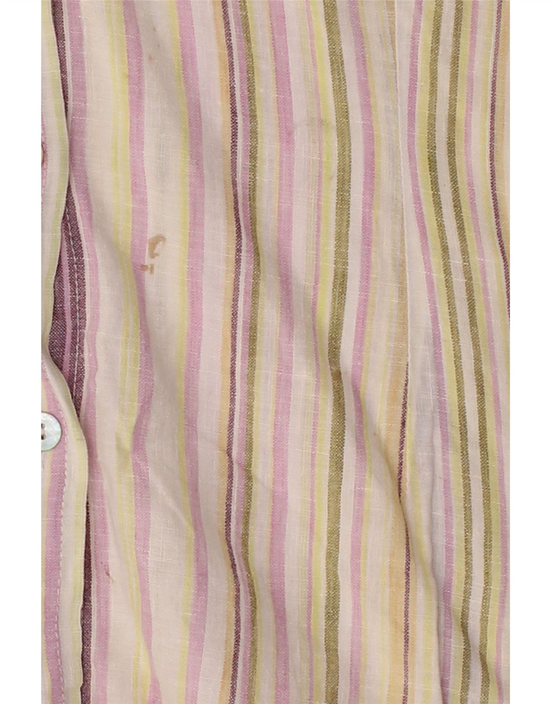 VINTAGE Womens Short Sleeve Shirt UK 14 Medium Beige Striped Vintage Vintage and Second-Hand Vintage from Messina Hembry 