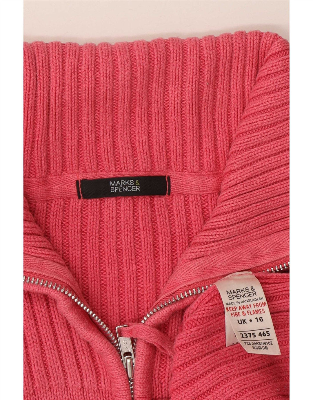 Maglione cardigan da donna Marks & Spencer UK 16 grande cotone rosa
