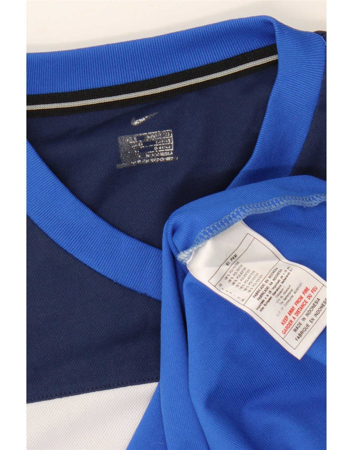 T-shirt Nike da uomo Top Small blu in poliestere color block