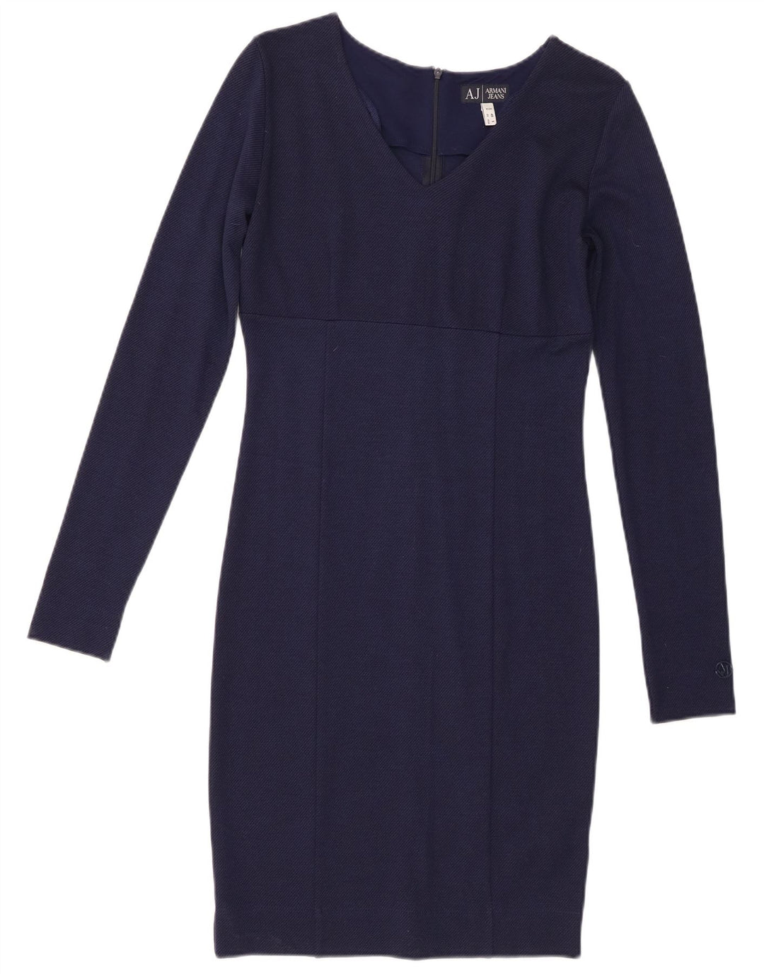 Abito tubino a maniche lunghe da donna Armani Jeans EU 40 viscosa blu navy medio