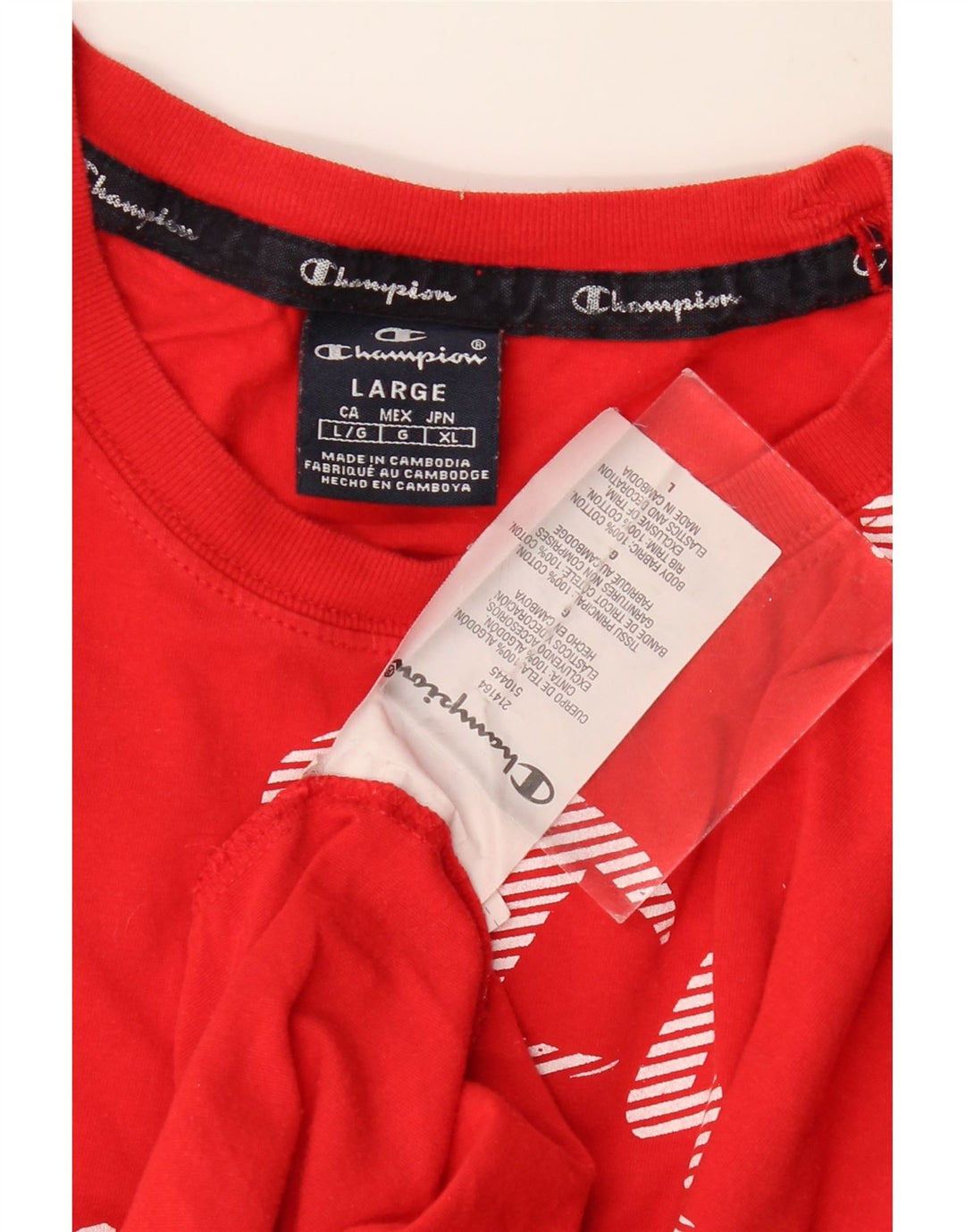 T-shirt grafica da uomo CHAMPION Top grande in cotone rosso