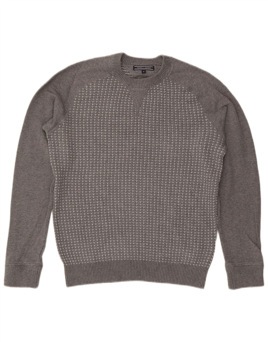 Maglione maglione girocollo da uomo Tommy Hilfiger in cotone geometrico grigio medio
