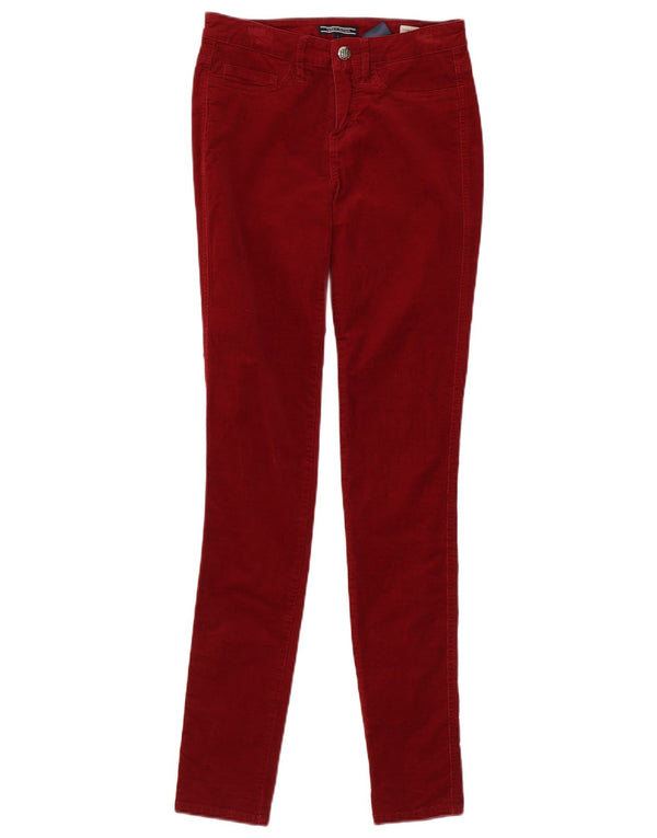 Pantaloni skinny in velluto a coste da donna Tommy Hilfiger US 2 XS W26 L30 Borgogna