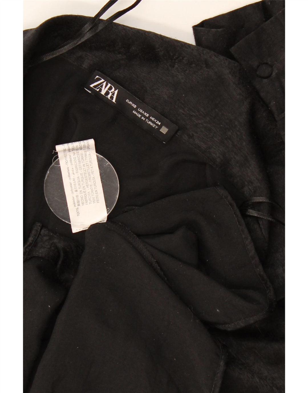 Camicetta corta oversize da donna Zara UK 6 XS poliestere nero