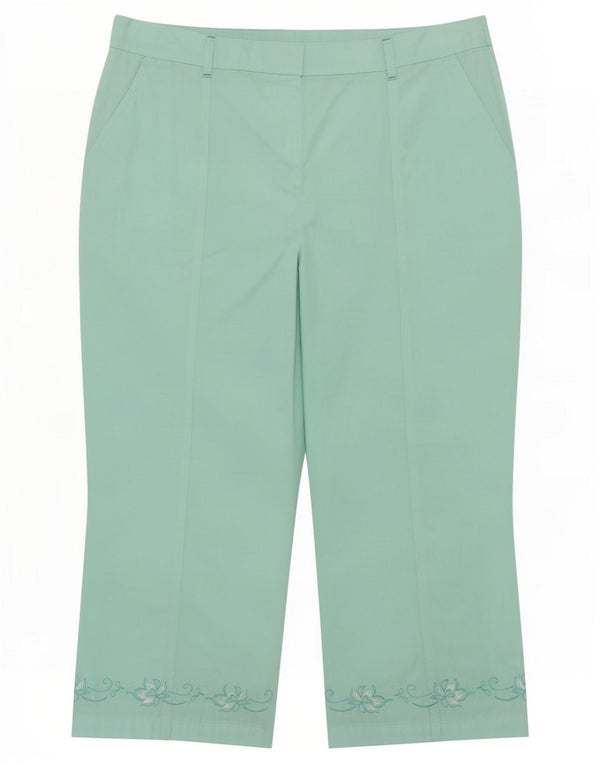 Pantaloni Capri da donna Marks & Spencer UK 16 Large W36 L19 Turchese floreale