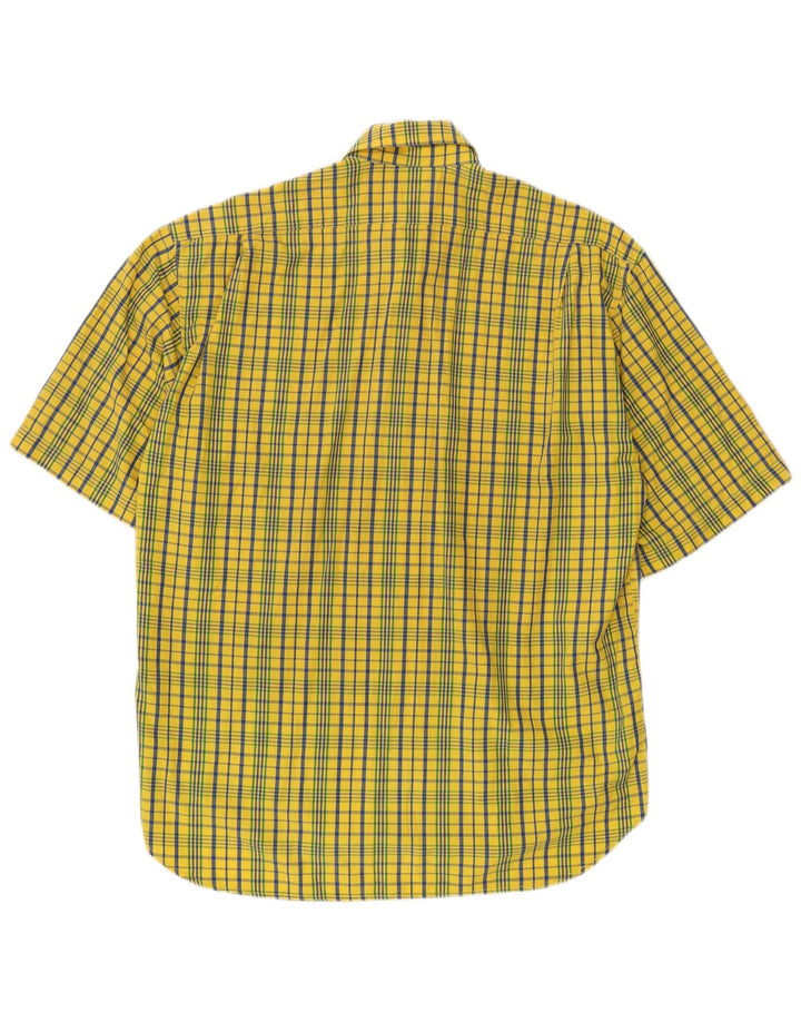 BELFE & BELFE Camicia a maniche corte da uomo taglia 39 cotone medio a quadri giallo