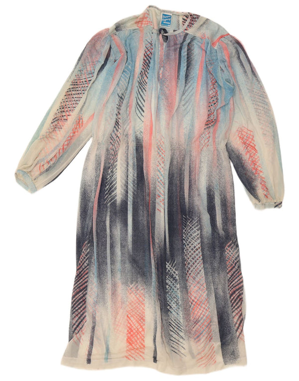 Abito lungo da donna vintage a maniche lunghe IT 48 XL a righe multicolore