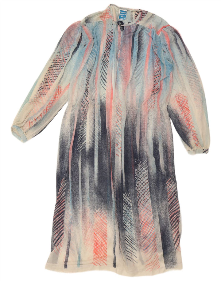 Abito lungo da donna vintage a maniche lunghe IT 48 XL a righe multicolore