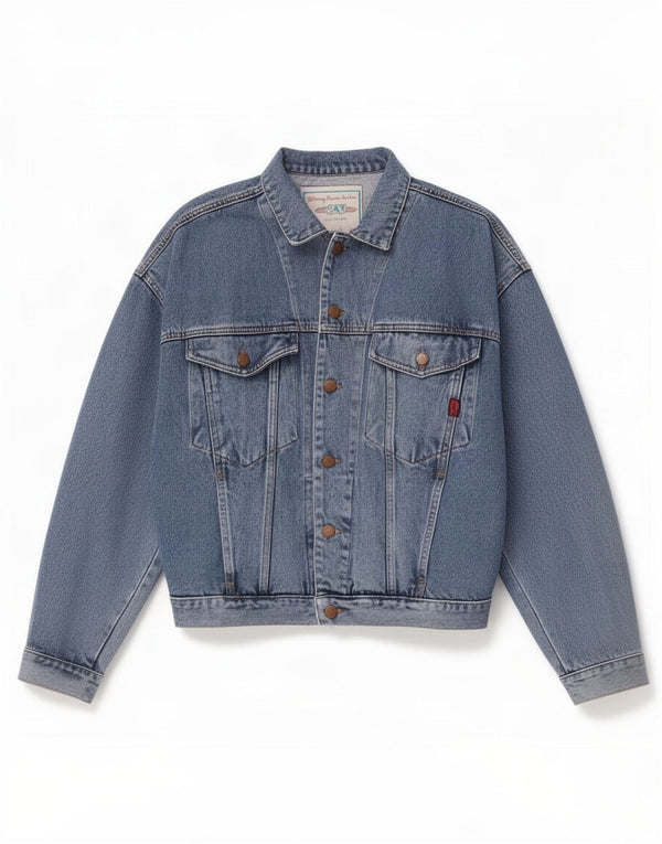 Giacca di jeans vintage da uomo UK 40 grande cotone blu