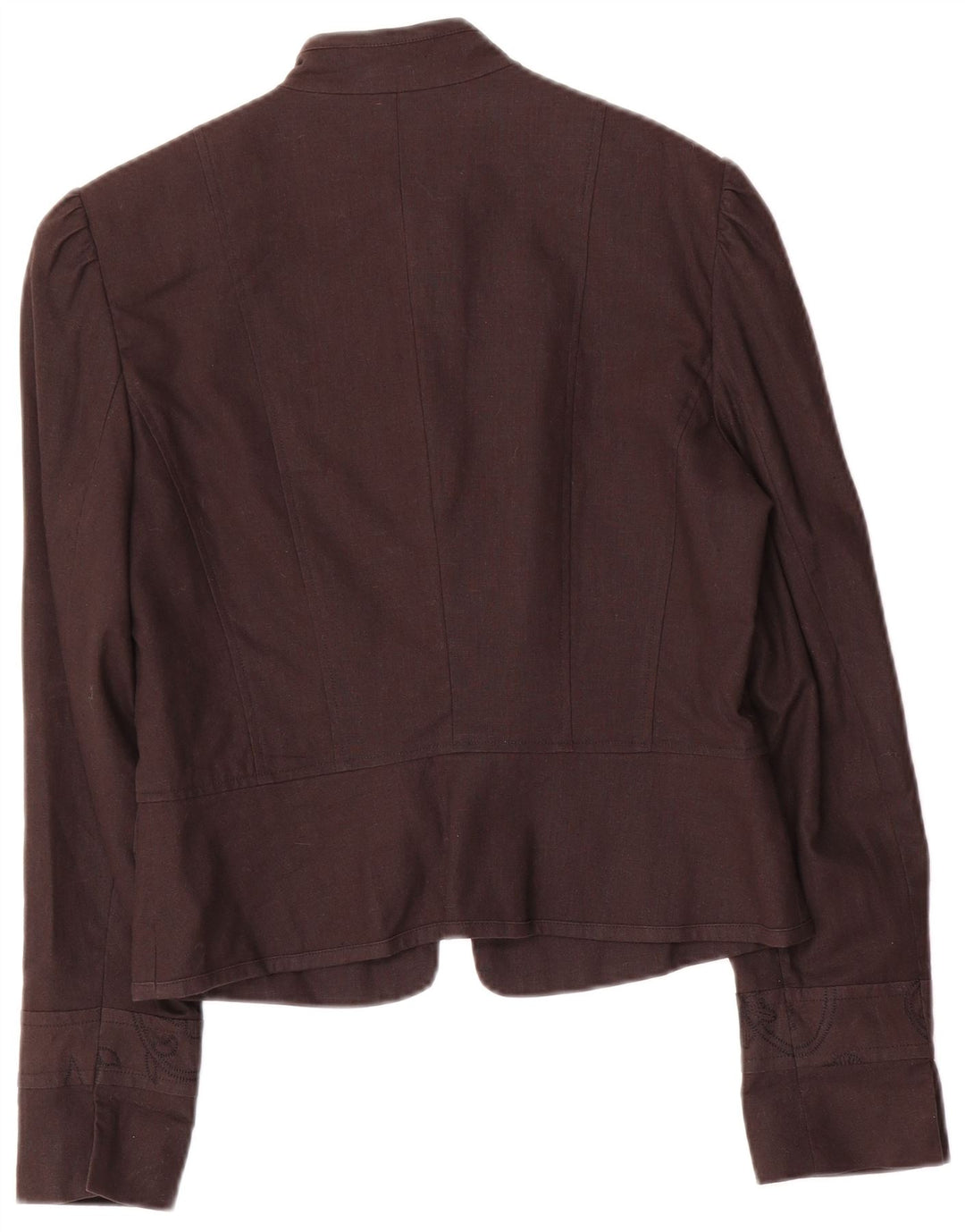 Giacca blazer vintage da donna a 5 bottoni UK 10 piccolo lino floreale marrone