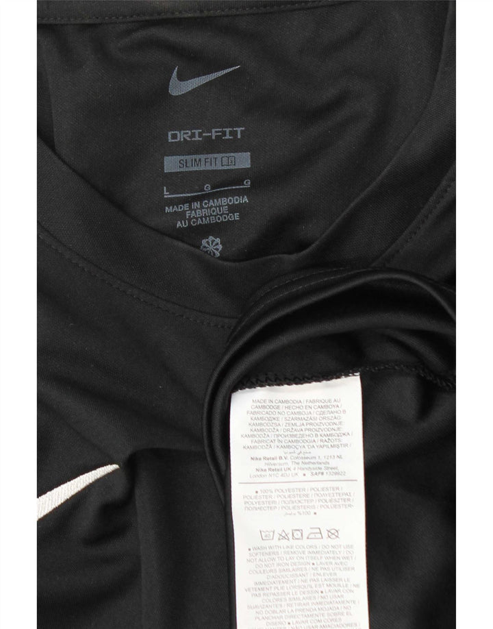 T-shirt Nike Dri Fit Slim Fit da uomo, grande, in poliestere nero