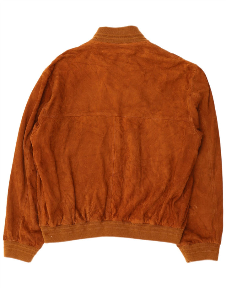 Giubbotto bomber vintage in pelle scamosciata da uomo IT 56 3XL in pelle marrone