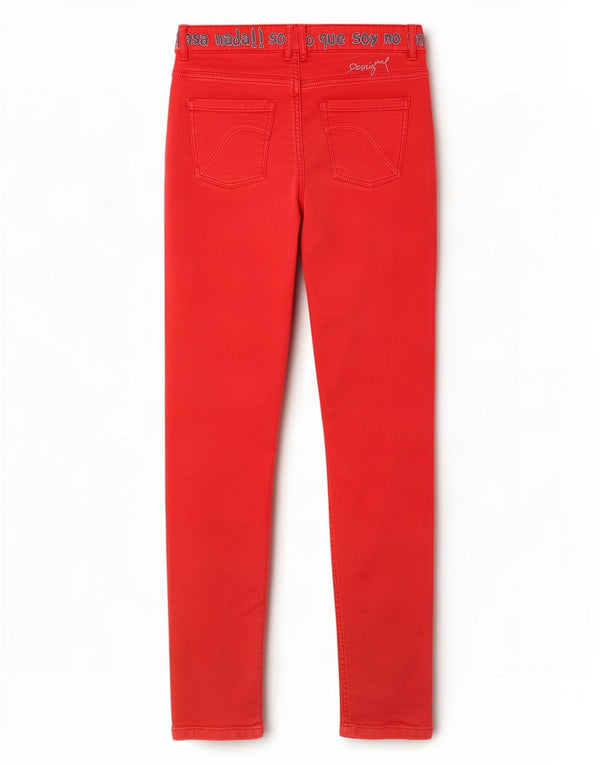 Pantaloni casual slim grafici da donna Desigual W34 L30 cotone rosso