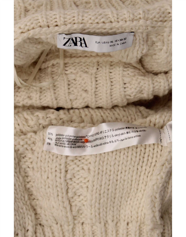 Maglione maglione oversize con collo dolcevita da donna Zara UK 16 grande beige