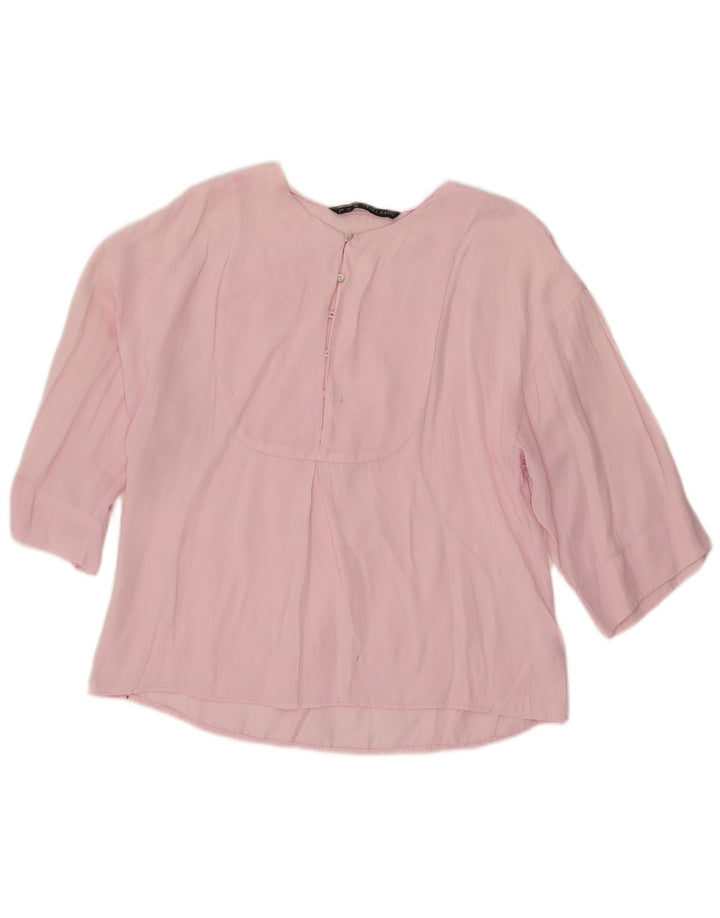 Top Zara Donna Camicetta Oversize con Maniche a 3/4 UK 6 XS Rosa