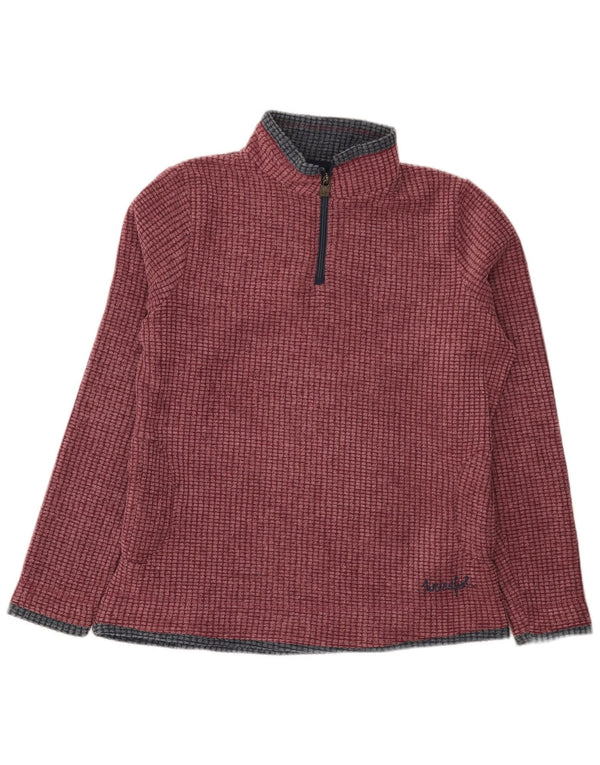 Maglione in pile da donna con collo con zip Weird Fish UK 14 grande poliestere bordeaux