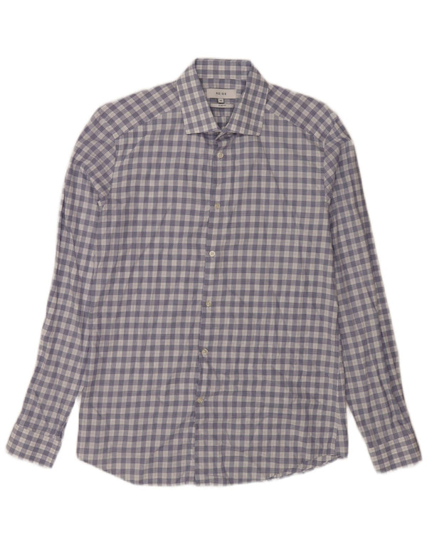 Camicia Reiss da uomo slim fit in cotone a quadri blu medio