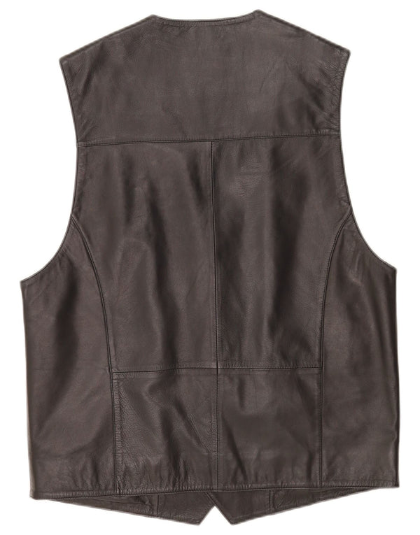 Gilet in pelle da uomo vintage EU 50 in pelle nera media