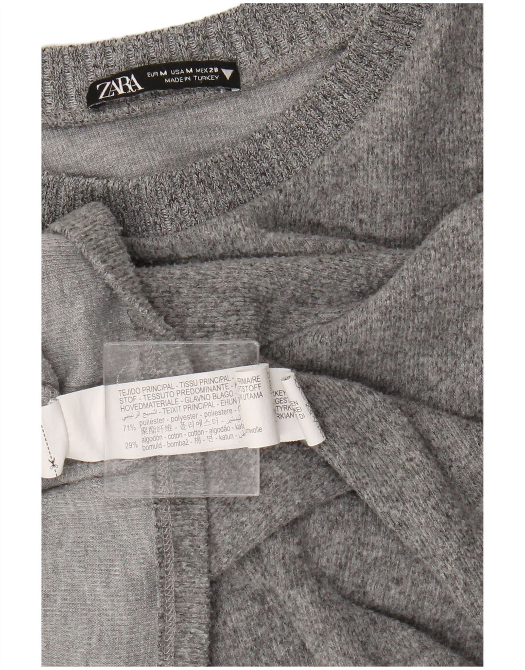 Maglione maglione girocollo da donna Zara UK 14 Poliestere grigio medio