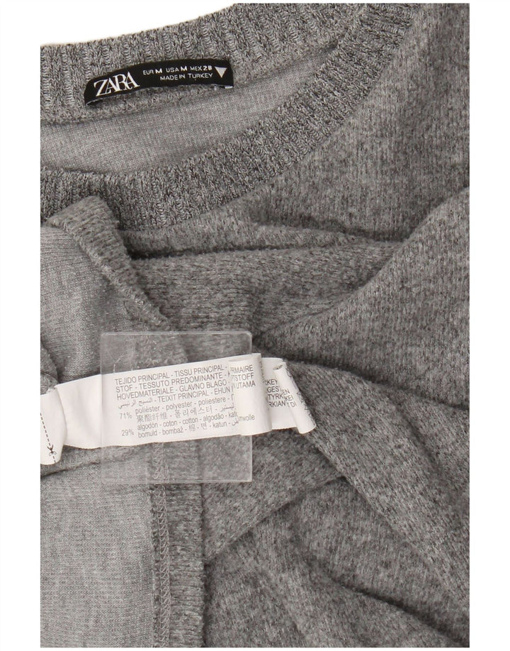 Maglione maglione girocollo da donna Zara UK 14 Poliestere grigio medio