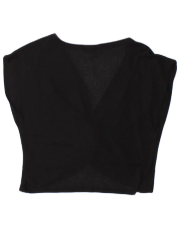 Zara Womens Crop Blouse Top UK 10 Small Black Polyester