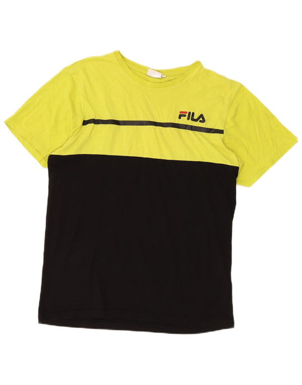 T-shirt grafica da uomo FILA Top XL in cotone color block nero