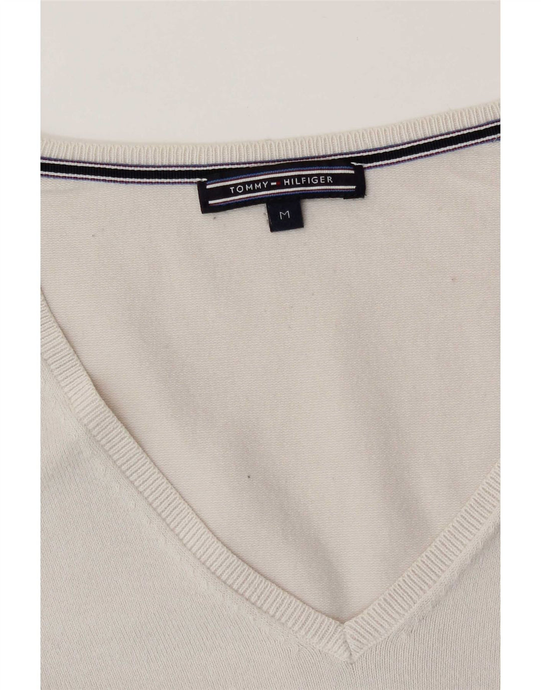 Maglione maglione con scollo a V da donna Tommy Hilfiger UK 14 bianco medio