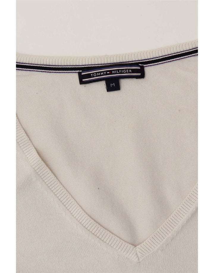 Maglione maglione con scollo a V da donna Tommy Hilfiger UK 14 bianco medio