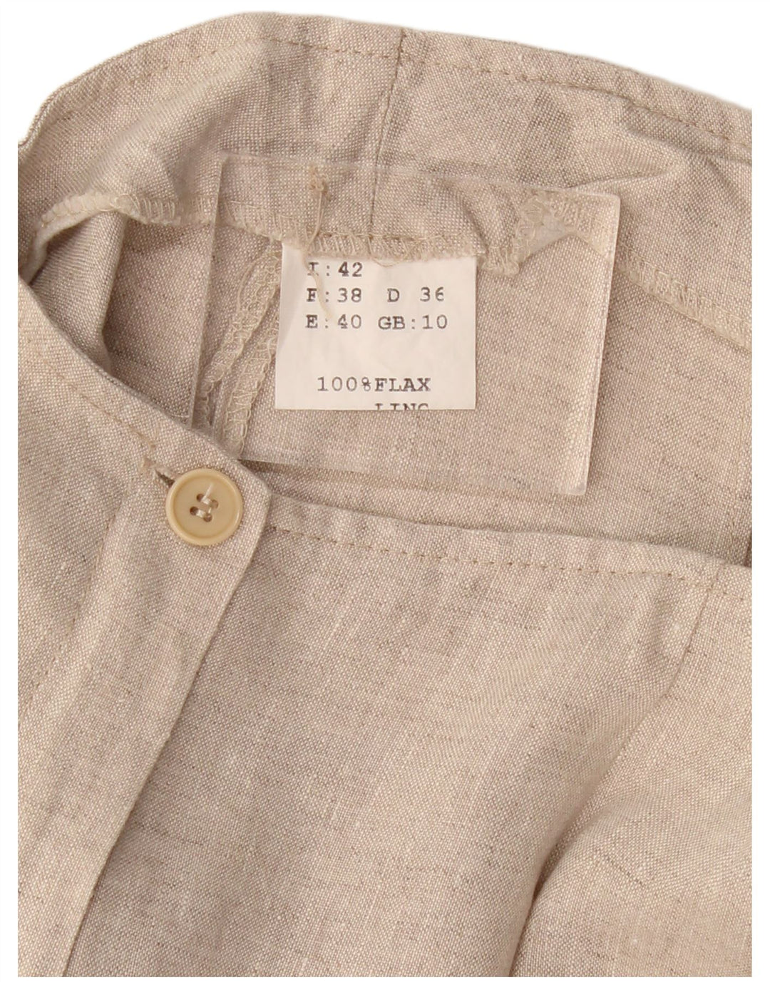 Pantaloni capri dritti da donna VINTAGE UK 10 piccoli W30 L21 Lino beige