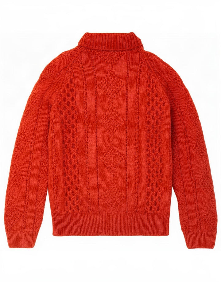 Maglione maglione vintage da donna con collo alto UK 12 arancione medio