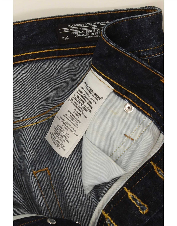 Jack & Jones Uomo Tim Slim Jeans W30 L34 Blu Navy Cotone