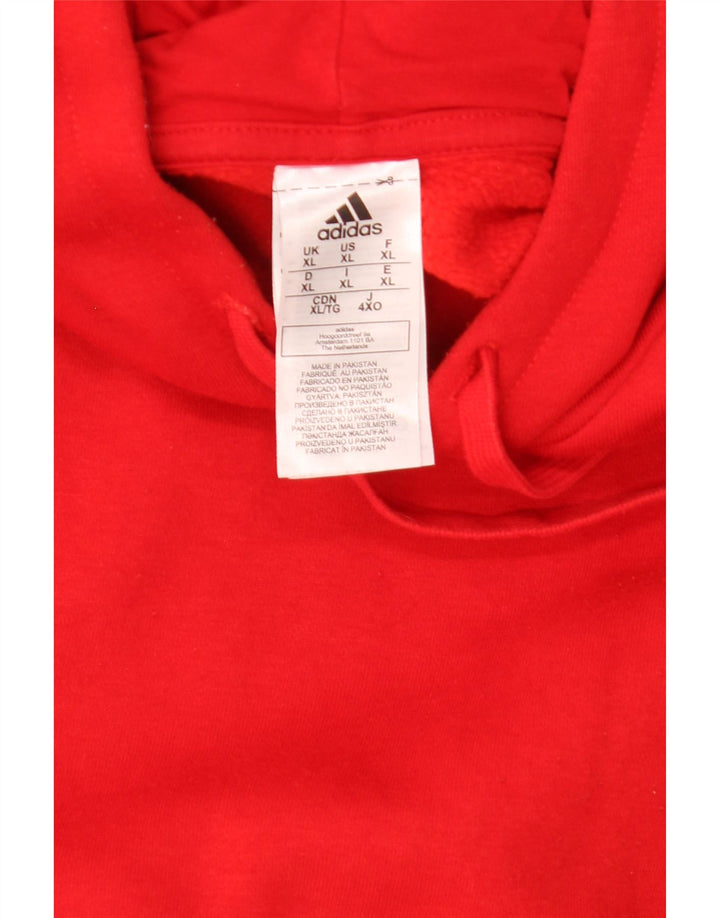 Felpa con cappuccio da uomo Adidas XL rossa in poliestere