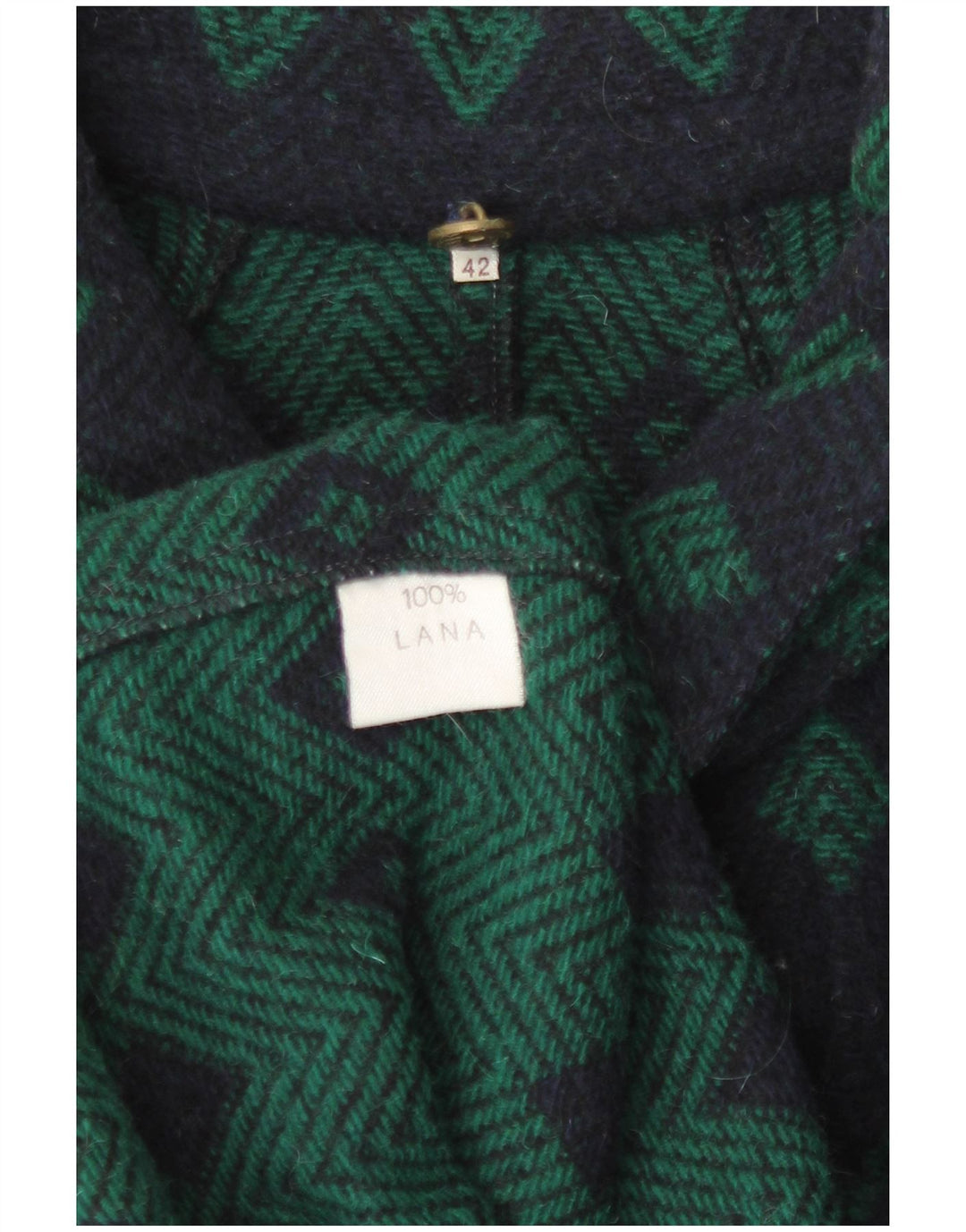 Soprabito vintage da donna vestibilità ampia IT 42 medio blu navy a rombi/diamante