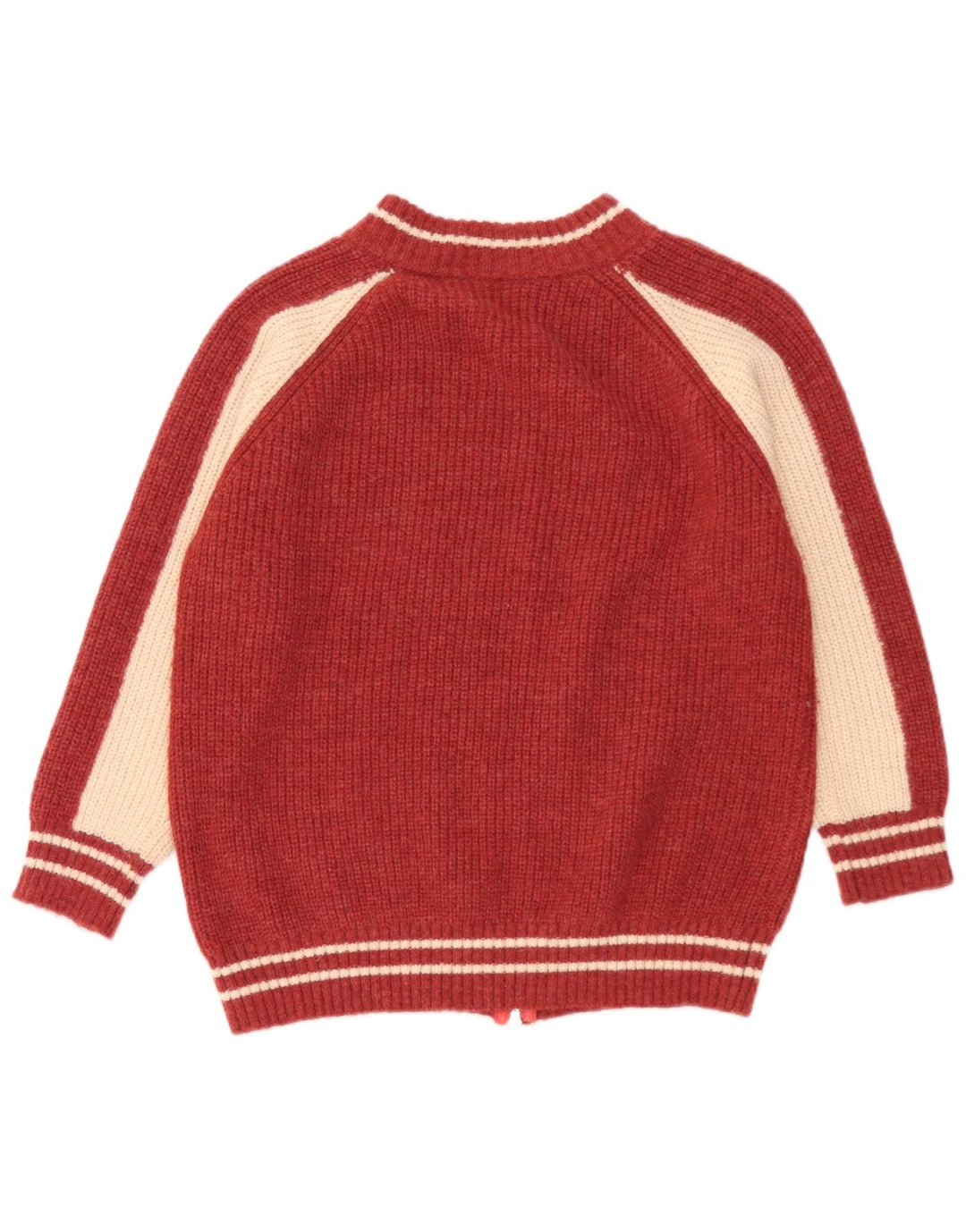 Maglione cardigan con zip intera da donna vintage UK 14 blocco colore rosso medio