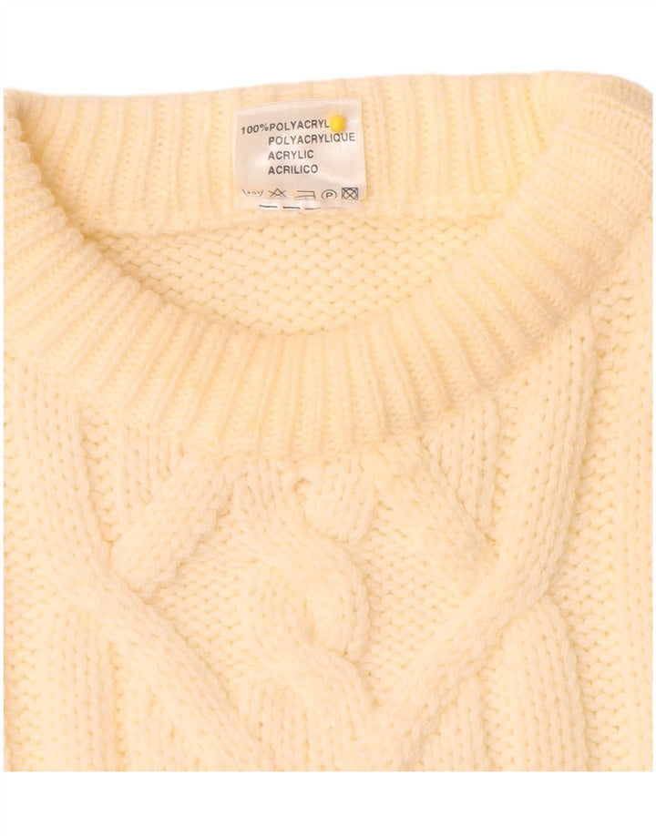 Angelo Muroni Maglione maglione girocollo da uomo grande bianco sporco in poliacrilico