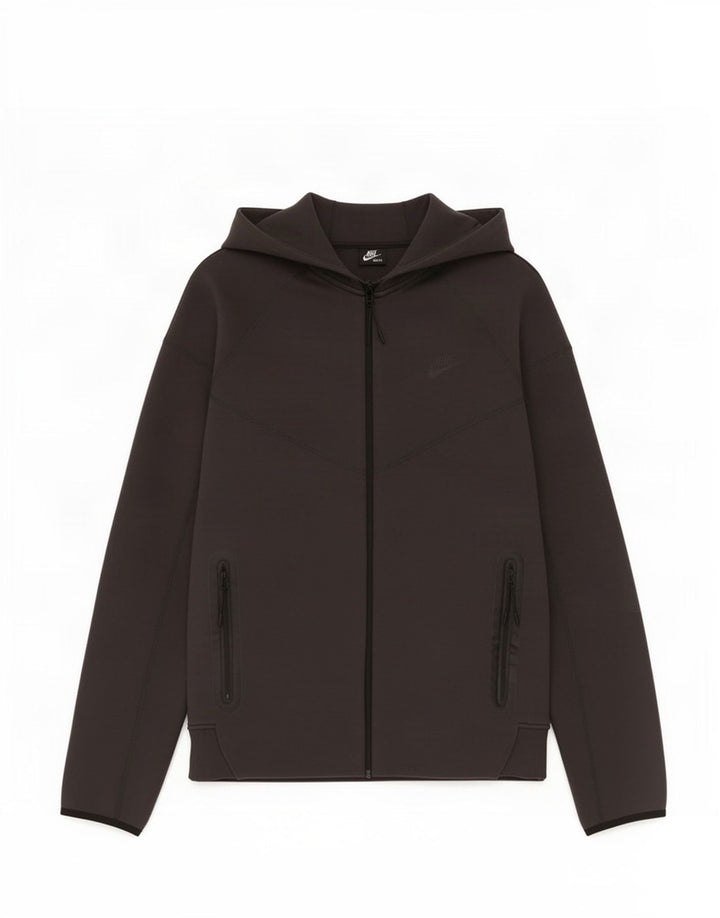 Felpa con cappuccio e zip Nike da uomo in cotone grigio medio