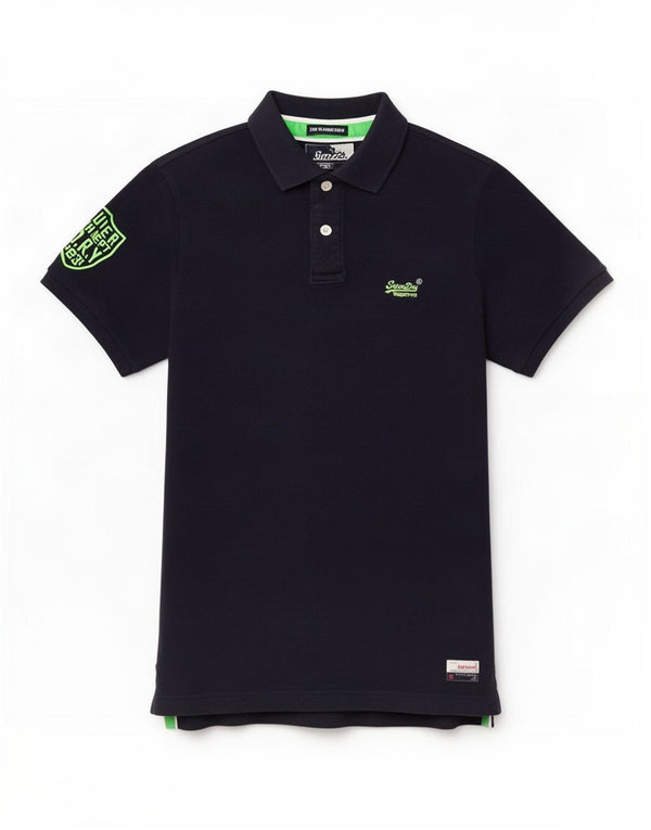 Polo da rugby grafica da uomo Superdry XL in cotone blu navy