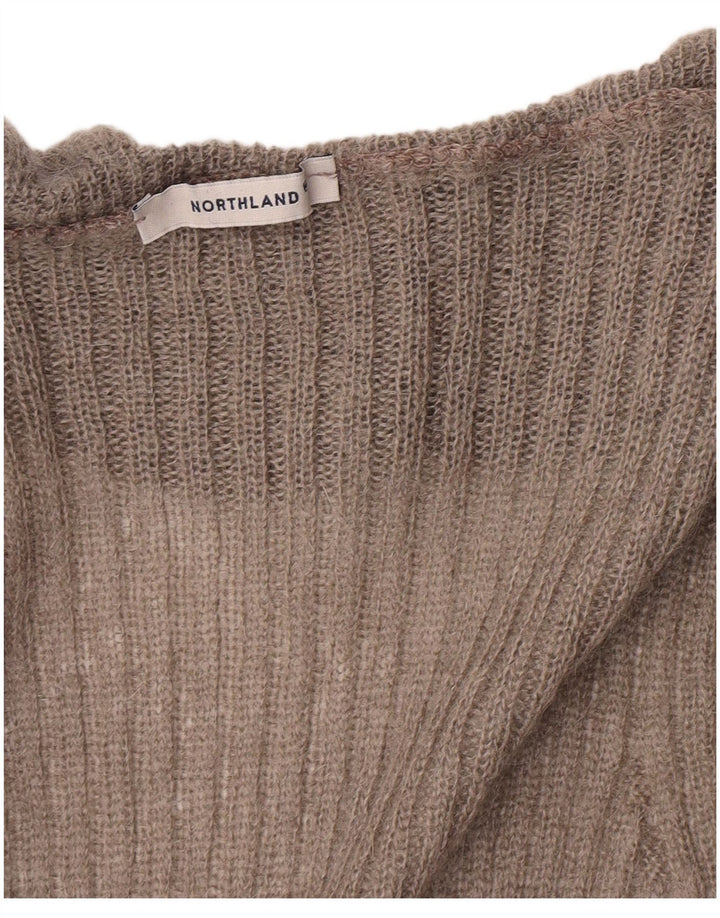 Maglione cardigan sul davanti con volant lungo da donna Northland UK 8 piccolo grigio