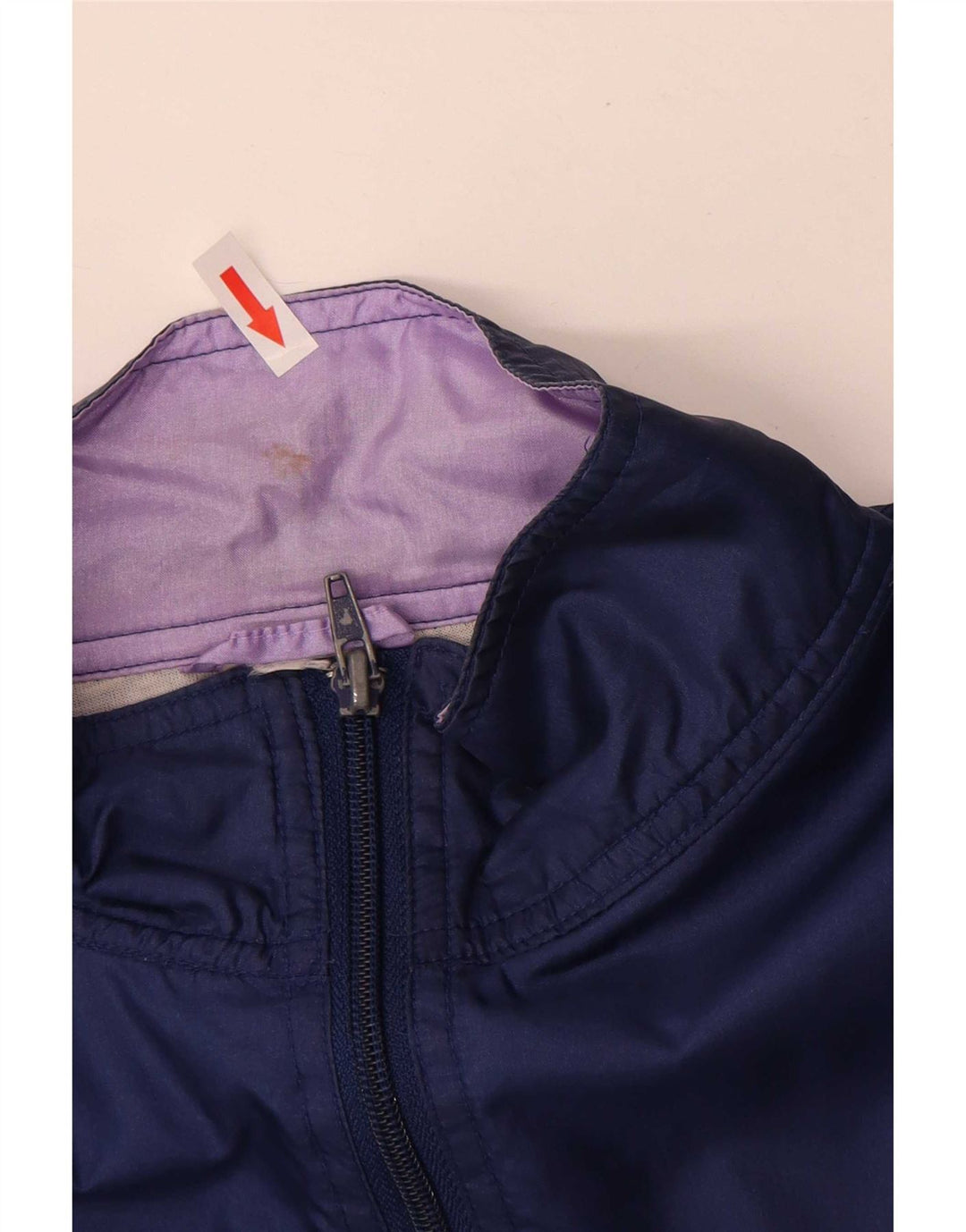 Giacca da ginnastica vintage da uomo grande in poliammide color block blu navy