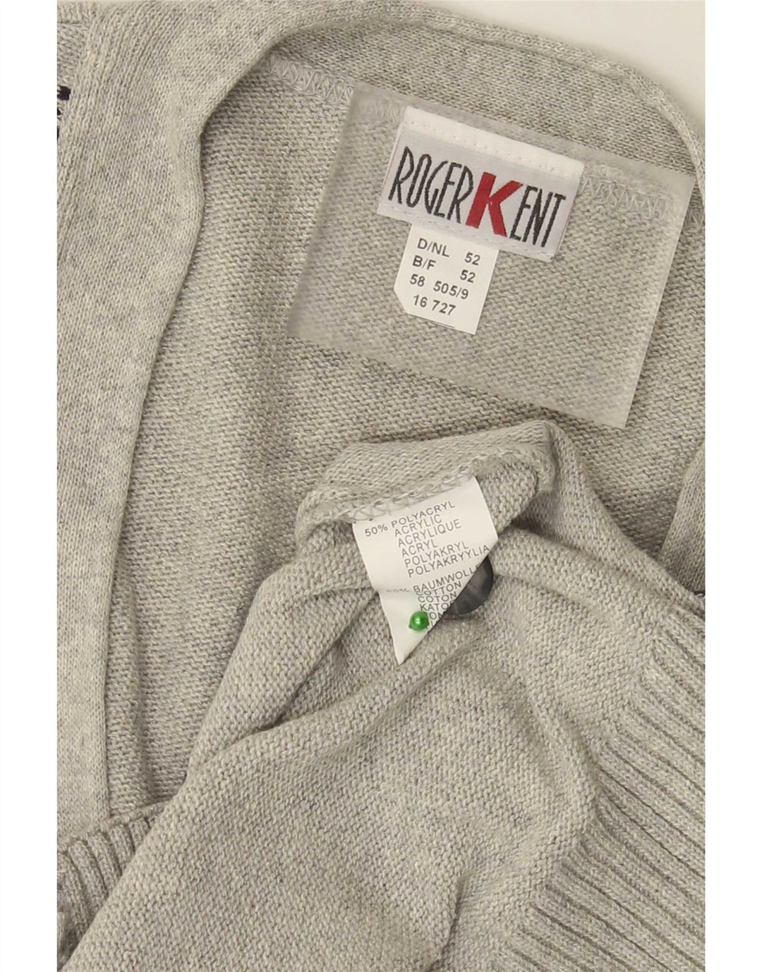 Maglione cardigan da uomo Roger Kent IT 52 Large Grey Argyle/Diamond